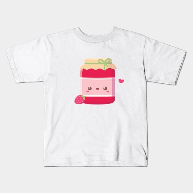 Cute Strawberry Jam Bottle Kids T-Shirt by rustydoodle